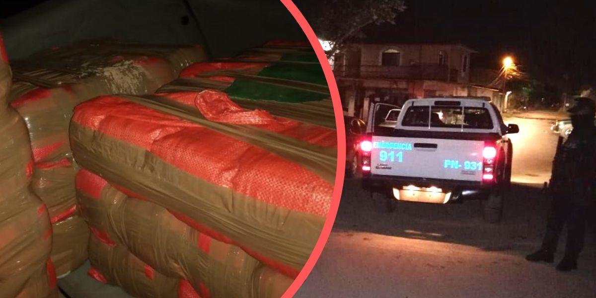 Abandonan carro con paquetes de droga tras persecución policial en Olancho