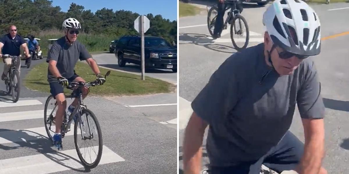 Video: Joe Biden se cae de la bicicleta durante un paseo por la playa