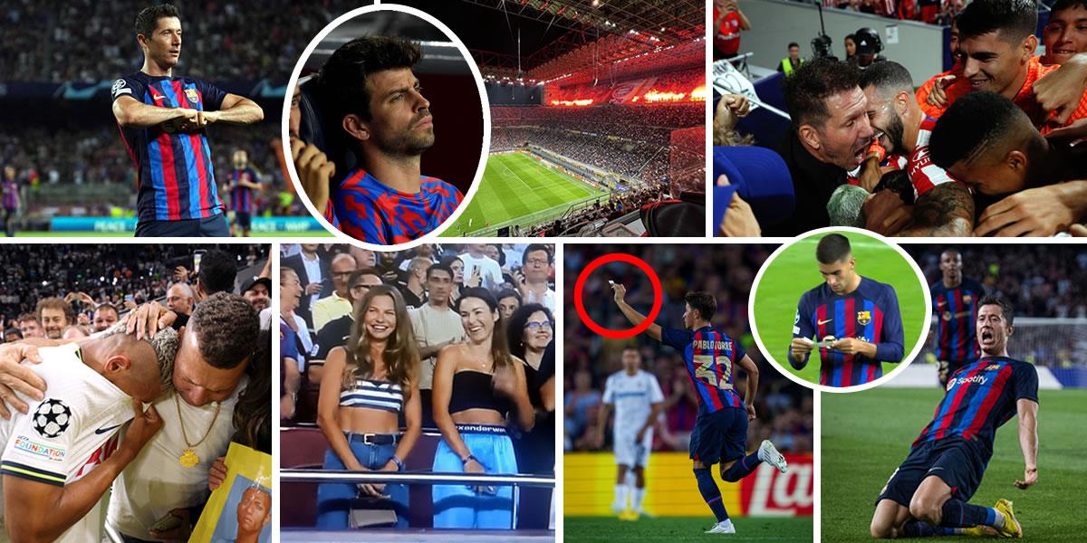 El papelito de Xavi a uno de sus jugadores, locura de Simeone y la esposa de Lewandowski roba suspiros en Champions League