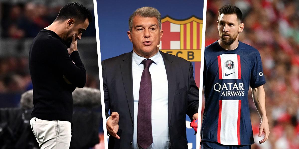 Laporta habla del futuro de Xavi por el desastre en Champions, nuevos refuerzos y sobre Messi