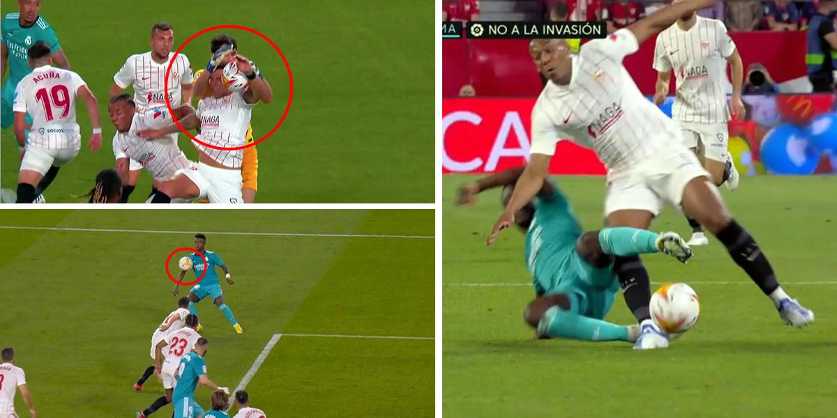 Las polémicas del Sevilla-Real Madrid: Penal, una expulsión perdonada y gol anulado