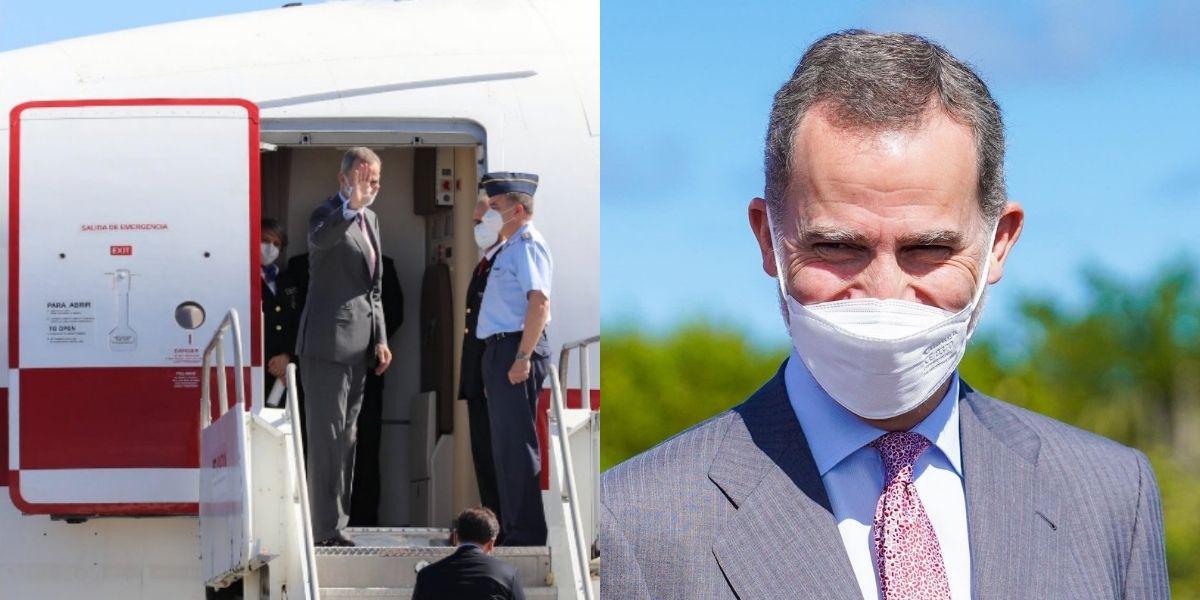 Felipe VI saluda en su arribo a Honduras. Posteriormente, se entonaron las notas del himno hondureño y español.