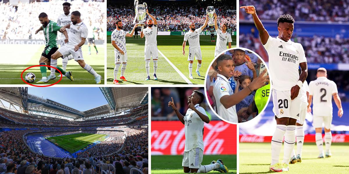 El Real Madrid regresó 106 días después a jugar al estadio Santiago Bernabéu que sigue con sus remodelaciones y ganó (2-1) al Betis para volver a celebrar en sus casa. Los brasileños Vinicius y Rodrygo fueron los grandes protagonistas.