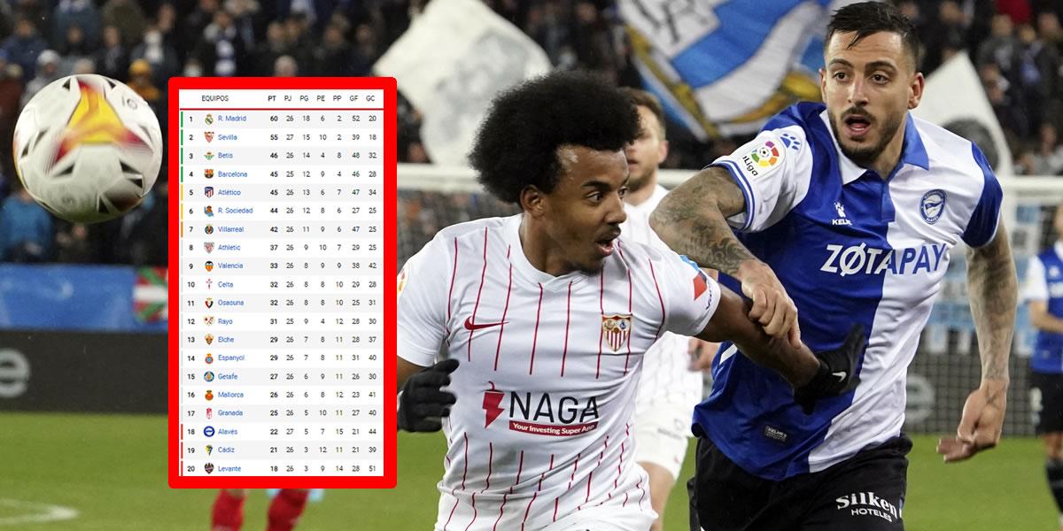 Sevilla se estrella ante Alavés y Real Madrid puede escaparse: tabla de posiciones de la Liga Española