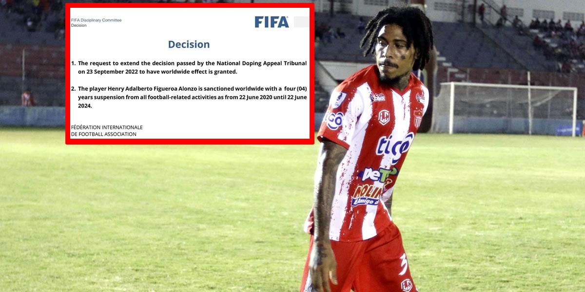 ¡Duro castigo! FIFA inhabilita al futbolista hondureño Henry Figueroa por un positivo de dopaje