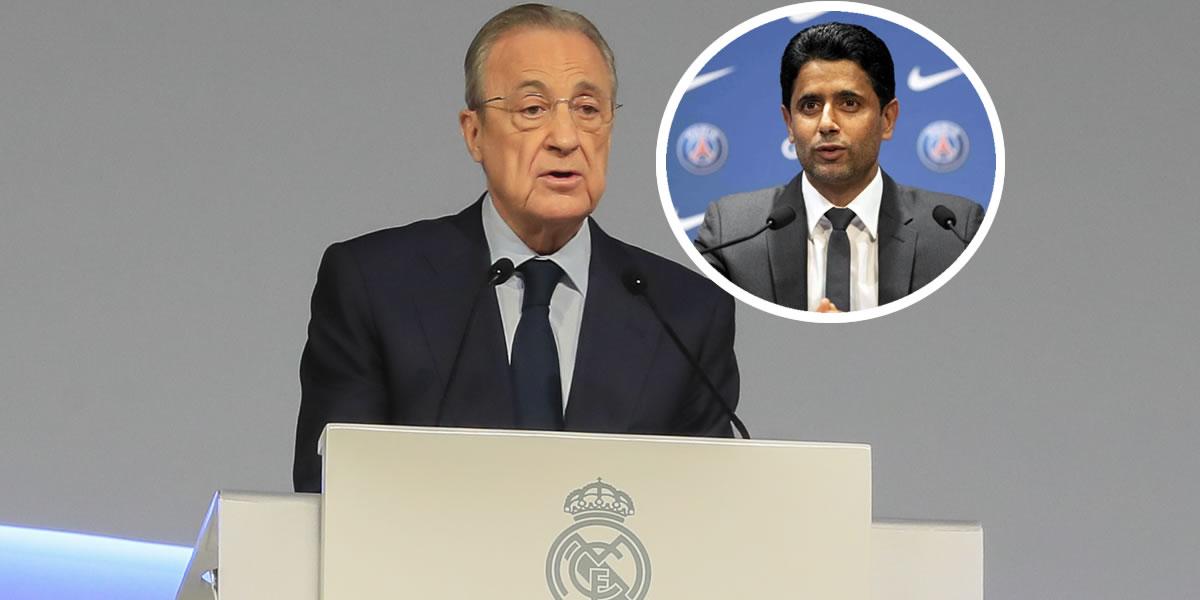 Florentino Pérez reivindica el ADN del Real Madrid y le deja un dardo a Al-Khelaïfi, presidente del PSG
