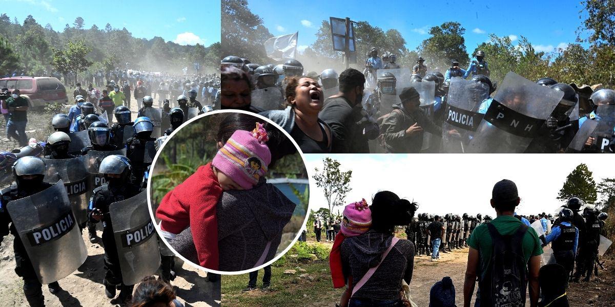 Un nutrido contingente policial avanzó esta mañana en la comunidad lenca de Tierras del Padre, en la salida al sur de Tegucigalpa, con el objetivo de desalojarlos después de recibir una orden judicial. 