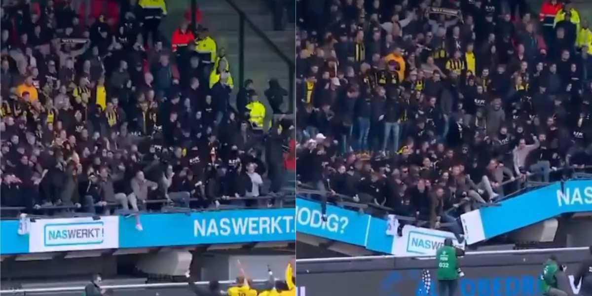 Viral: se desploma la tribuna en un estadio y aficionados siguieron celebraron