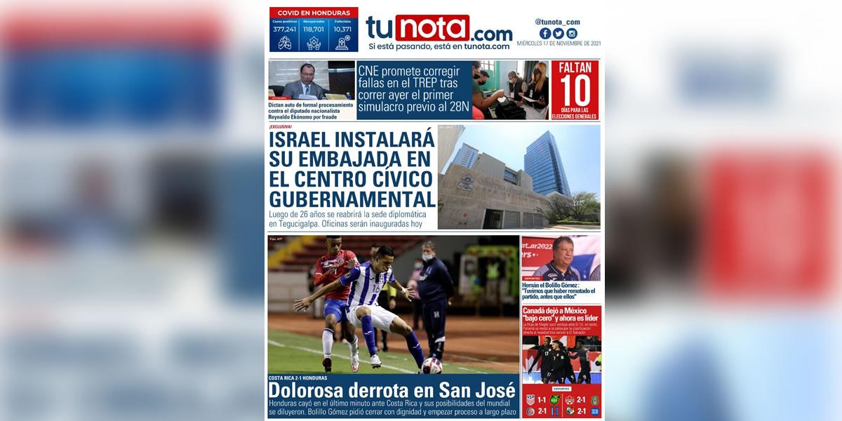 Tu Nota (Honduras) - “Dolorosa derrota en San José”. “Bolillo Gómez pidió cerrar con dignidad y empezar proceso a largo plazo”.