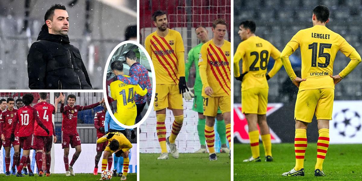 Las imágenes de la eliminación del FC Barcelona en la Champions League tras caer goleado y humillado por el Bayern Múnich en la última jornada de la fase de grupos. El equipo de Xavi Hernández, condenado a jugar la Europa League.