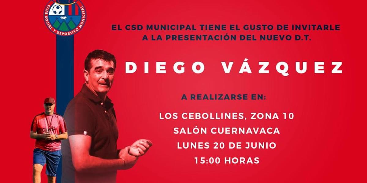 Municipal de Guatemala confirma fecha para la presentación de Diego Vázquez