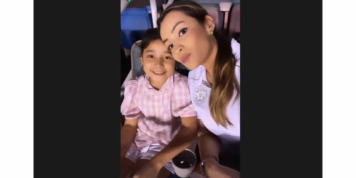 La bella Virginia Varela, esposa de Emilio Izaguirre, en el estadio Olímpico con su hija apoyando a su pareja.