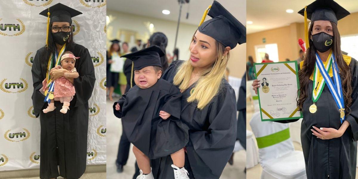 Varias egresadas mostraron su felicidad tras obtener su título académico.