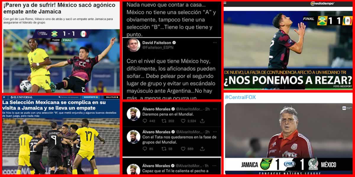La prensa mexicana reaccionó inconforme y molesta por el tropiezo de México en su visita a Jamaica (1-1) en la tercera jornada de la Liga de Naciones de la Concacaf en Kingston.