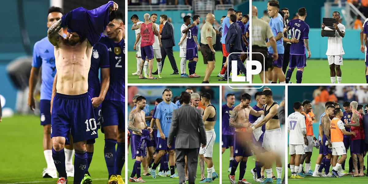 Lionel Messi fue la atracción del amistoso Argentina-Honduras en Miami y al final del partido eso quedó evidenciado cuando los jugadores hondureños le pidieron fotos a ‘La Pulga‘ y el afortunado que se llevó su camiseta.