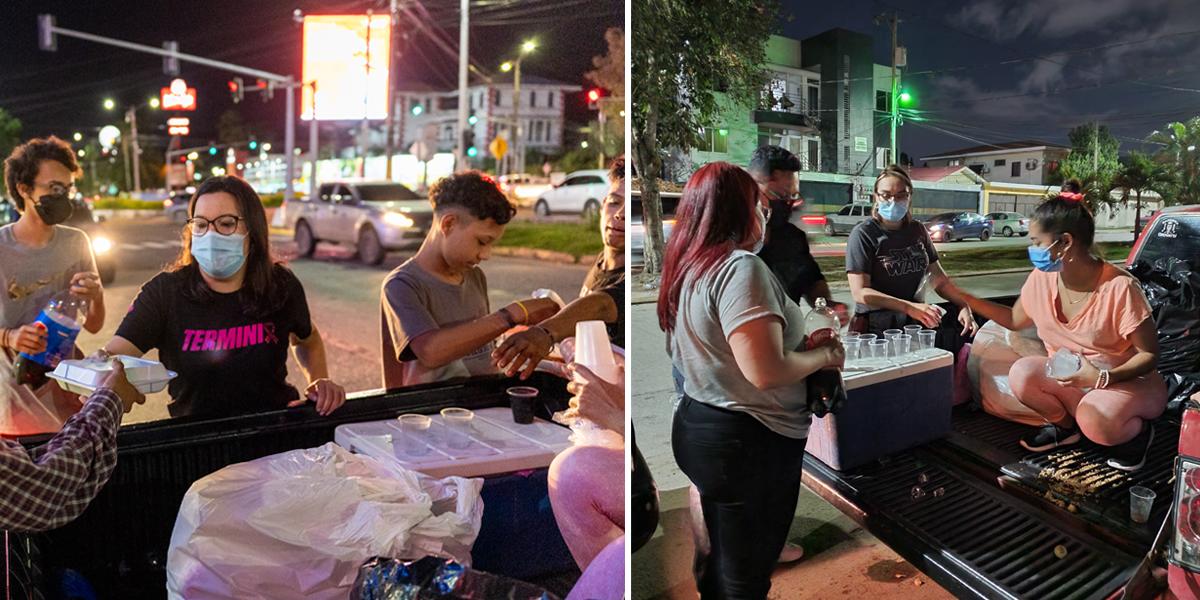 Jóvenes sampedranos se unieron y repartieron comida a personas necesitadas