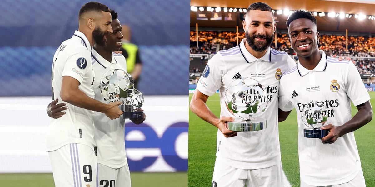 Benzema y Vinicius, premiados por la UEFA como los mejores de la pasada Champions League