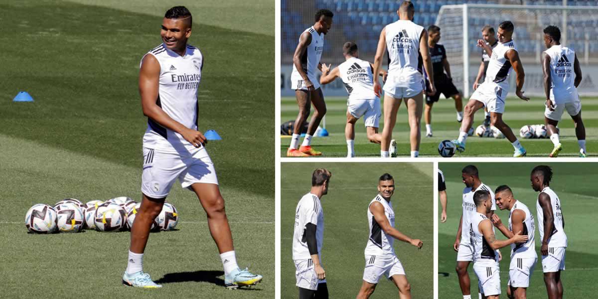 Carlos Henrique Casemiro no completó todo el entrenamiento en la Ciudad Deportiva de Valdebebas, que inició sonriente, mostrando su felicidad, pero se retiró al acabar la parte de calentamiento ya sin la presencia de los medios de comunicación, en el que fue su último día en el Real Madrid por su despedida en el vestuario.