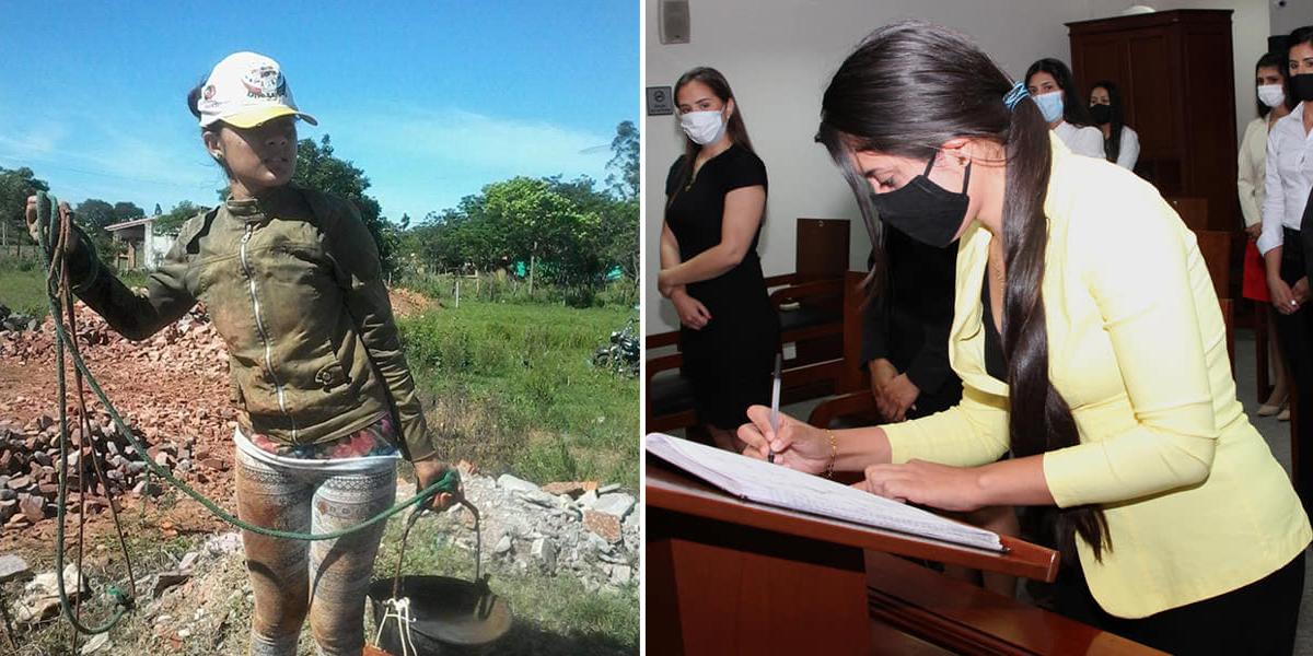 Viral: joven se graduó de abogada trabajando como ayudante de albañil