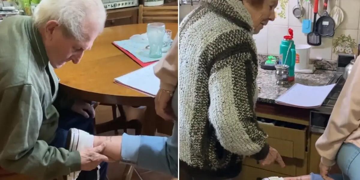 Video viral: Joven se tatúa los nombres de sus abuelitos y así reaccionaron ellos