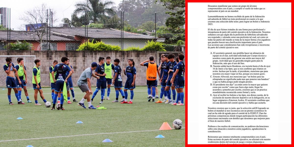 Sub-20 de El Salvador denuncia maltrato de la Federación previo al Premundial en Honduras