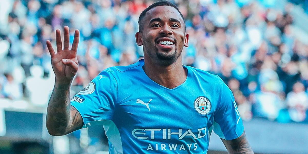 ¡Mete miedo! Manchester City golea al Watford con un póker de Gabriel Jesús antes de recibir al Real Madrid