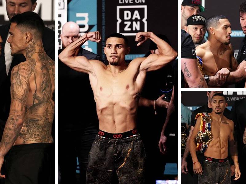 Teófimo López y George Kambosos cumplieron con el pesaje y protagonizaron un intenso careo para luego terminar el evento con fuertes declaraciones de cara a la pelea de este sábado en el Madison Square Garden de Nueva York.