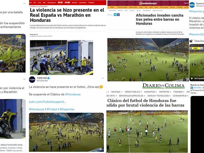 Así destaca la prensa internacional los disturbios ocurridos en el clásico Real España-Marathón por la pelea entre las barras en el estadio Morazán.