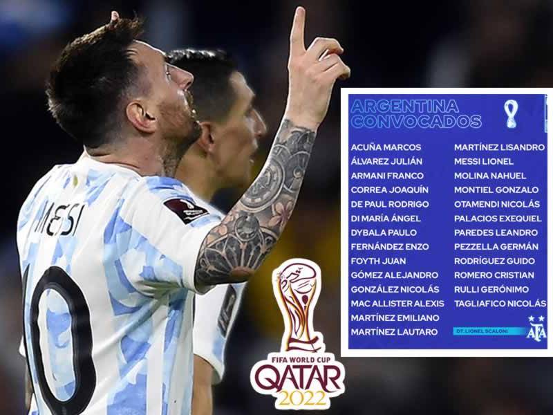 Lionel Messi encabeza la convocatoria de Argentina para disputar el Mundial de Qatar 2022.