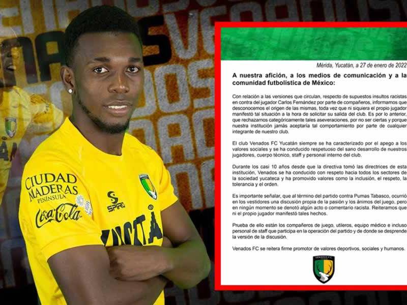 El club Venados FC negó que se realizaran insultos racistas contra el hondureño Carlos ‘Muma’ Fernández.