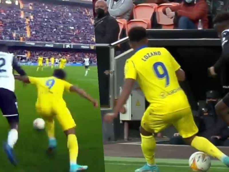 Así fue el caño le hizo Mouctar Diakhaby, del Valencia, al hondureño ‘Choco’ Lozano.