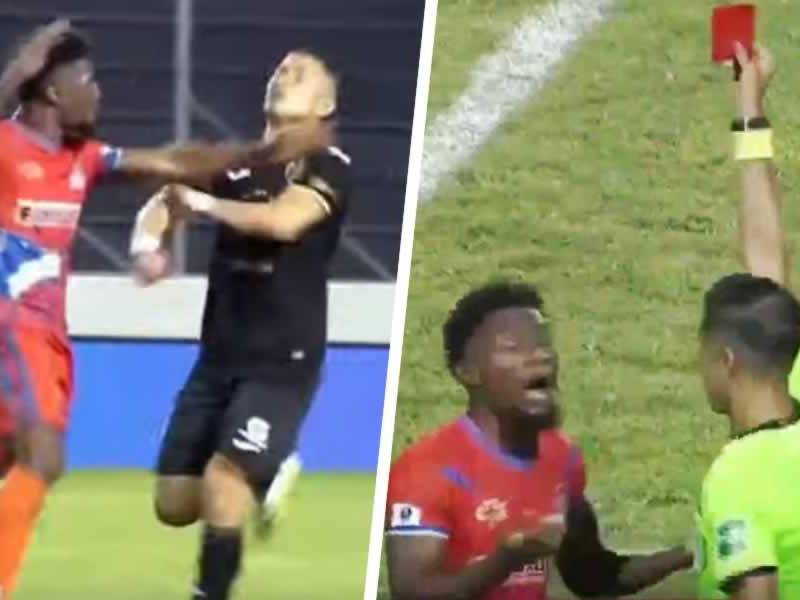 Marlon ‘Machuca’ Ramírez fue expulsado por el árbitro Luis Mejía tras una acción con Héctor Castellanos.