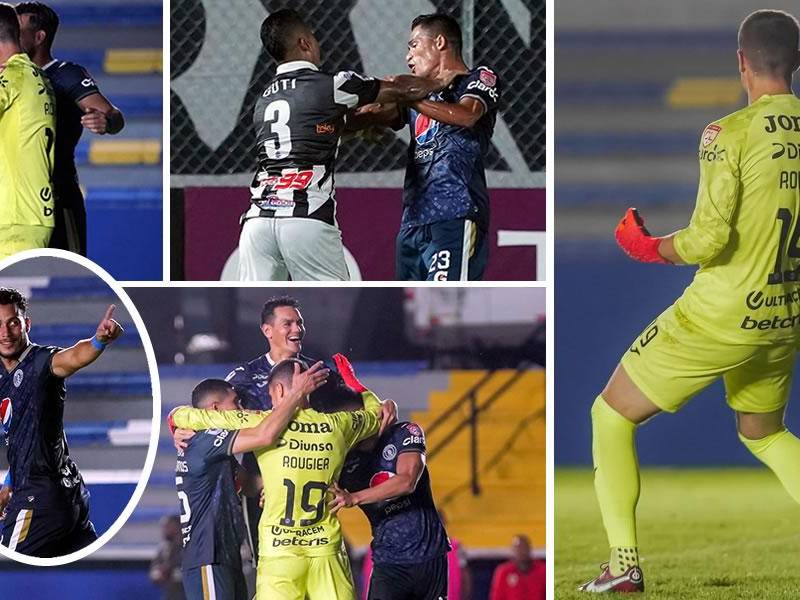 En imágenes la celebración del Motagua por clasificar a las semifinales de la Liga Concacaf 2022 tras ganar al Tauro FC en la tanda de penales con Jonathan Rougier como héroe.