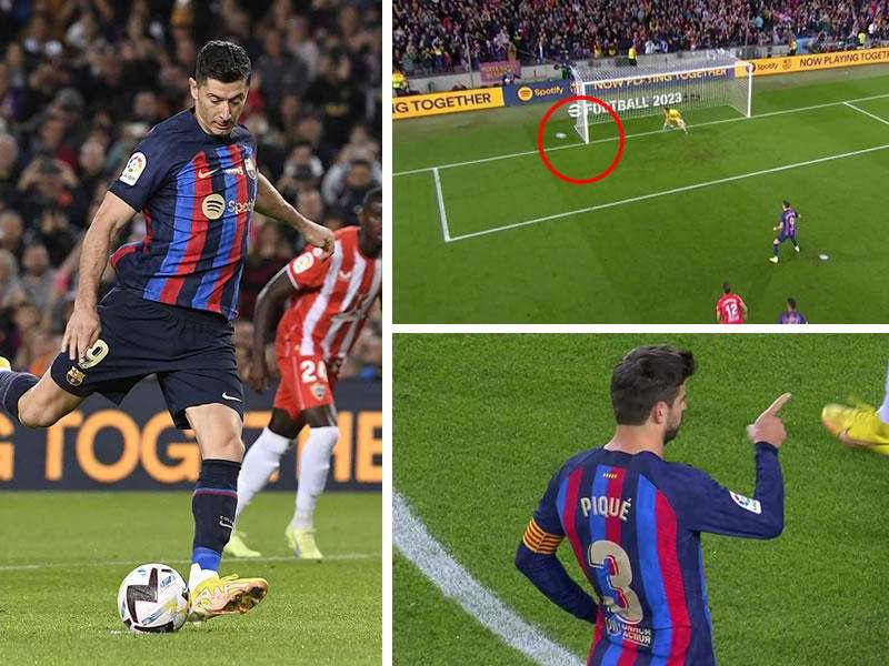 Robert Lewandowski falló un penal que la afición del Barcelona pidió que lo tirara Gerard Piqué ante Almería en el Camp Nou.