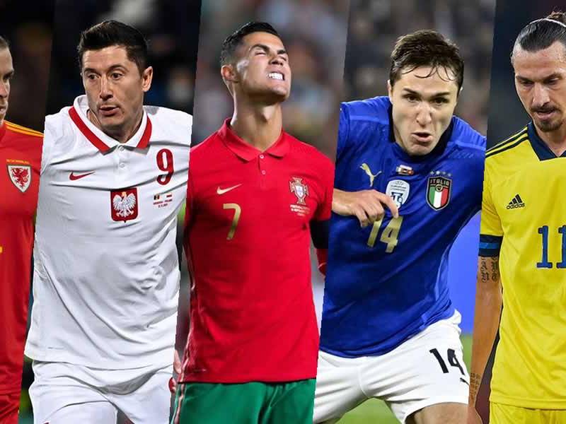 Gareth Bale, Robert Lewandowski, Cristiano Ronaldo, Federico Chiesa y Zlatan Ibrahimovic, las figuras mundiales que disputarán el repechaje europeo.