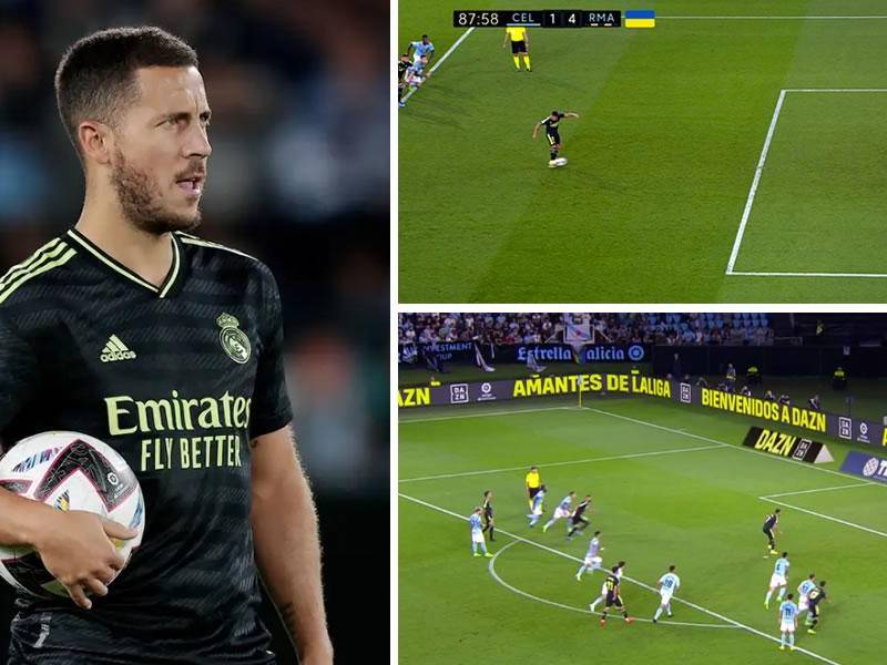 Eden Hazard falló el penal que le dejó Karim Benzema en el partido contra el Celta de Vigo.