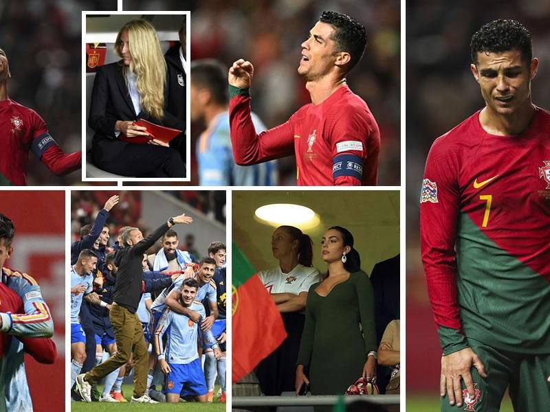 Las imágenes de la eliminación de Portugal en la UEFA Nations League tras perder en Braga (0-1) contra España, que clasificó a la ‘Final Four‘. Cristiano Ronaldo sufrió en el campo el duro golpe, mientras su pareja Georgina Rodríguez cautivó en el palco del estadio.