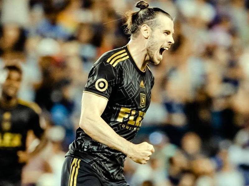 Gareth Bale celebrando su primer gol en la MLS con Los Angeles FC.