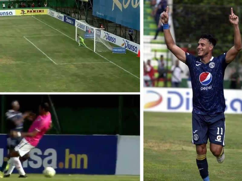 Ángel Tejeda marcó de penal el primer gol del Motagua frente al Marathón en el Yankel en el partido de la jornada 13 del Torneo Apertura 2022.