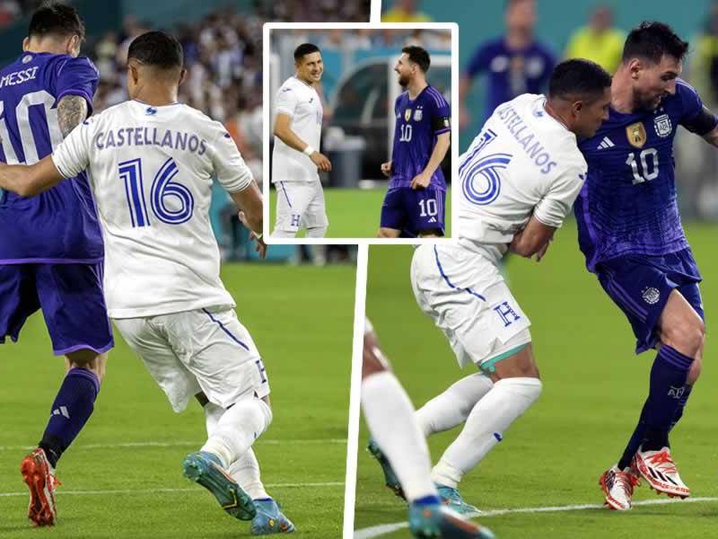 Héctor Castellanos fue la sombra de Messi en el amistoso Argentina-Honduras en el Hard Rock Stadium de Miami.