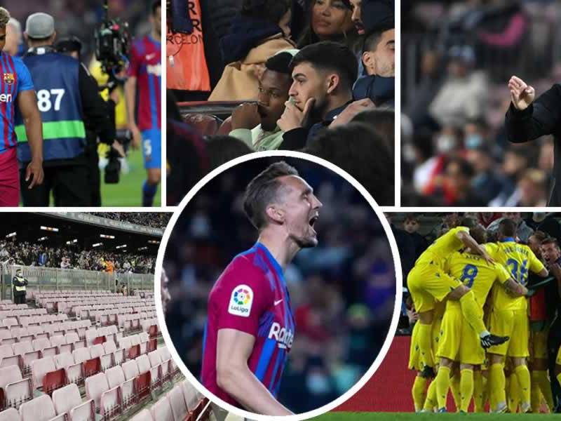 Las imágenes de la primera victoria del Cádiz en su historia en el Camp Nou (0-1) contra el FC Barcelona, en la jornada 32 de la Liga Española 2021-2022. Festejo del ‘Choco‘ Lozano y compañía y tristeza del equipo de Xavi.