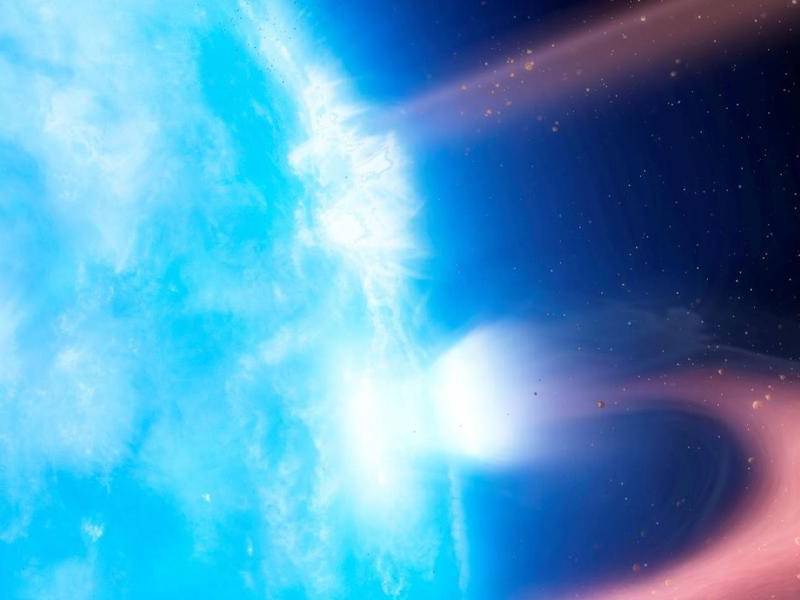 Impresión artística de la enana blanca G29-38, que acumula material planetario procedente de un disco de desechos circunestelares.