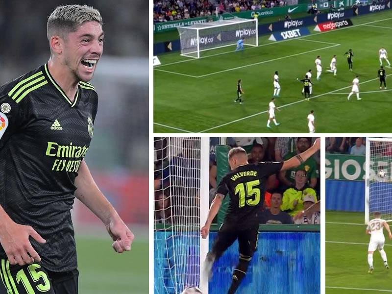 El uruguayo Fede Valverde llegó a cinco goles en la Liga Española 2022-2023 con este tremendo golazo en Elche.