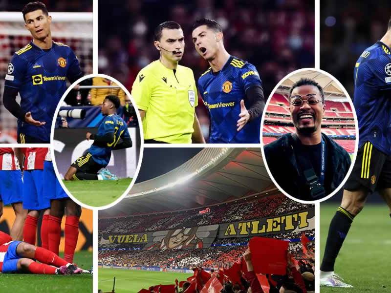 Las imágenes del partido de ida de octavos de final de la Champions League entre Atlético de Madrid y Manchester United con Cristiano Ronaldo como gran protagonista en el Wanda Metropolitano.