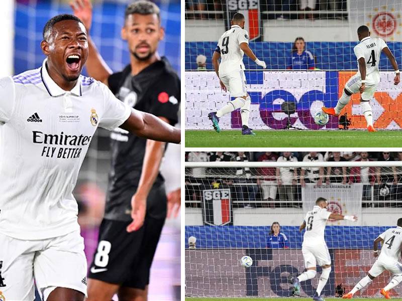 David Alaba marcó el 1-0 del Real Madrid contra el Eintracht Frankfurt en la Supercopa de Europa.