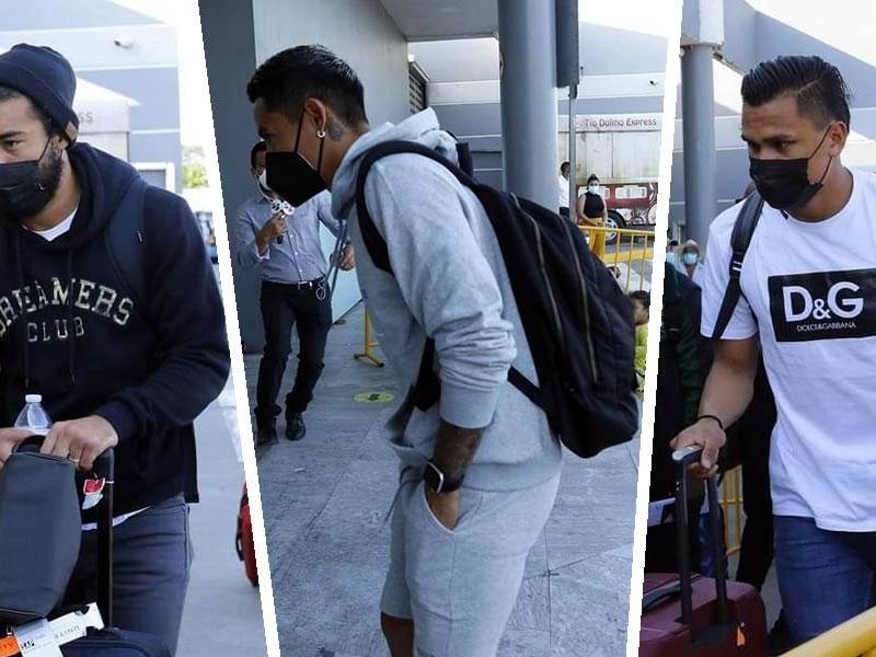 Danilo Acosta, Andy Najar y Denil Maldonado cuando se marchaban de San Pedro Sula.