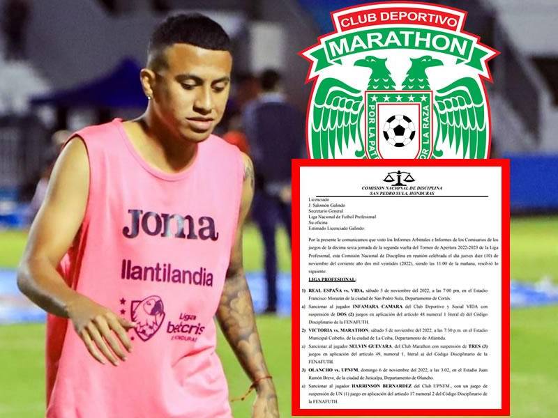 Selvin Guevara recibió un fuerte castigo por insular al árbitro Óscar Moncada en el juego Victoria-Marathón.