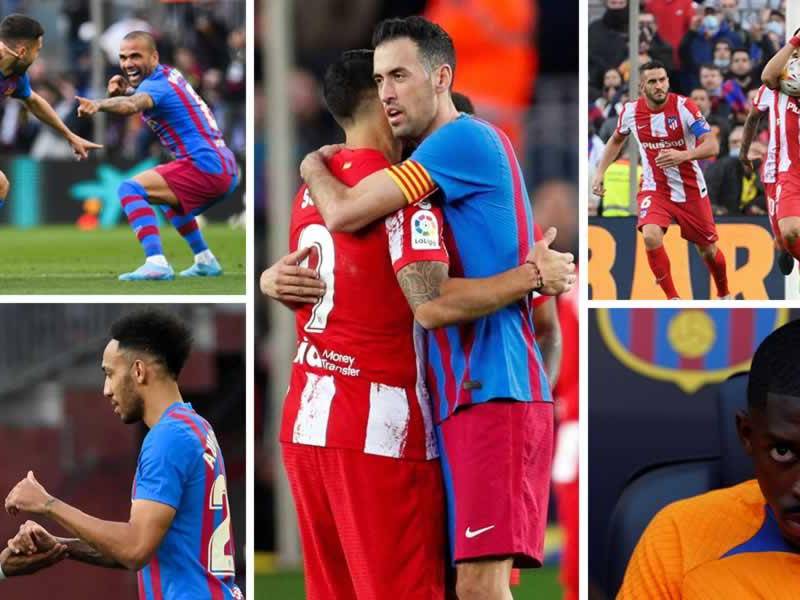 Las imágenes del triunfazo del Barcelona (4-2) sobre el Atlético de Madrid en la jornada 23 de la Liga Española 2021-2022.