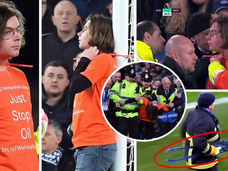 Un espectador del estadio Goodison Park saltó al césped en el transcurso del partido Everton-Newcastle y se ató el cuello a un poste de una de las porterías y motivó la interrupción del encuentro aplazado de la vigésima jornada de la Premier League inglesa. ¿Por qué lo hizo?