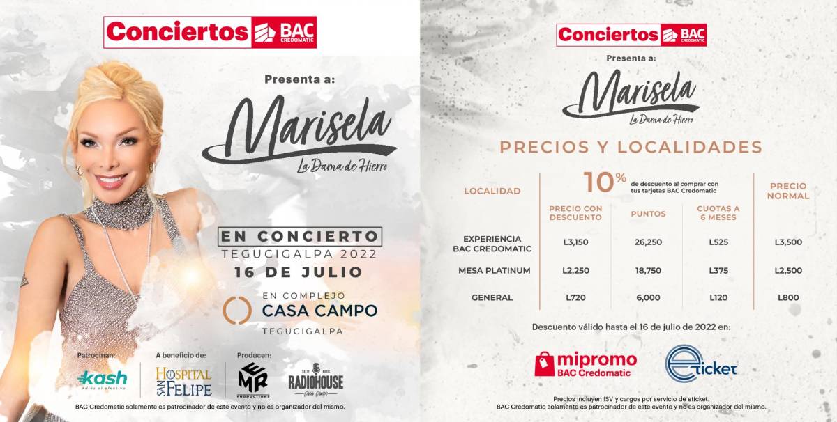 El evento cuenta con el patrocinio de Bac Credomatic y Kash.